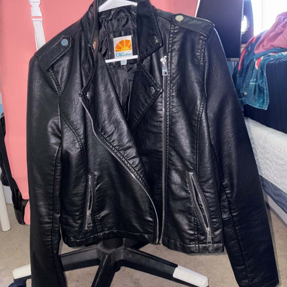 Black Faux Leather Moto Jacket